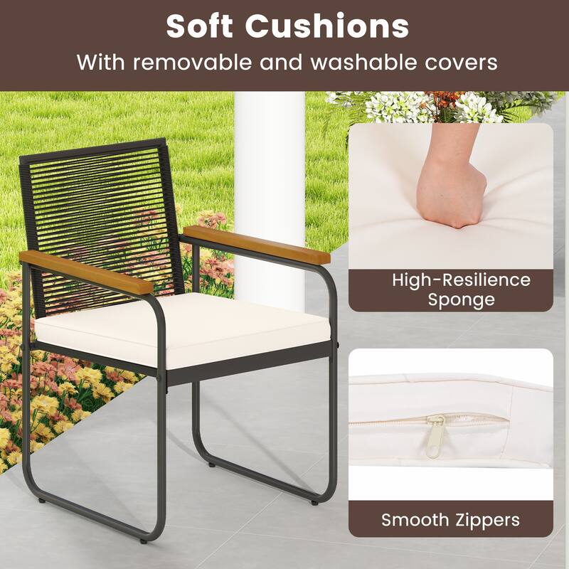 Costway 3 PCS Patio Furniture Set with Round Tempered Glass Top Table - See Details