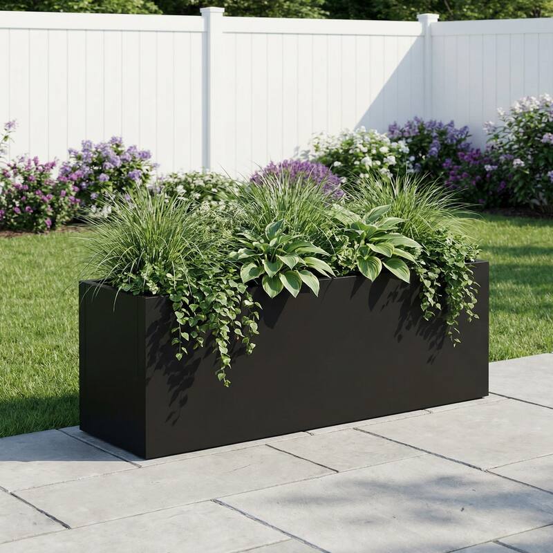 Metal Planters for Outdoor Plants Planter Box - Black-1PC - 36"x10"