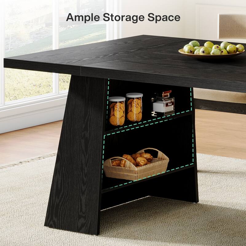 63 Inches Modern Black Rectangular Dining Table for Kitchen - 63" L x 31.1" W x 29.5" H