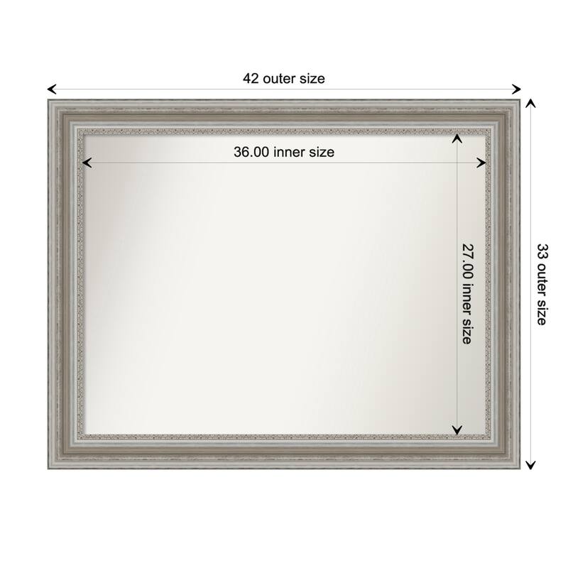 Parlor Silver Framed Non-Beveled Custom Wall Mirror, Bathroom Vanity Mirror - Outer Size: 41.5 x 32.5