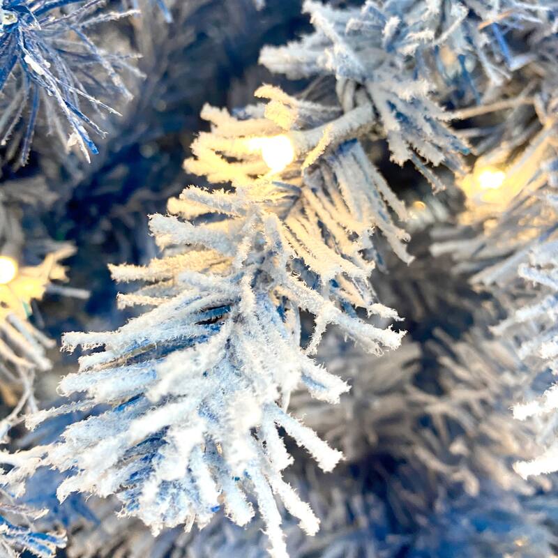 Pre-Lit 6FT Snow-Flocked Christmas Tree with 300 LED Lights, Winter Wonderland Design, and 750 Branch Tips