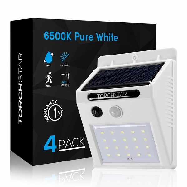 4 Pack 20 LED Solar Powered Outdoor Wall Lighting Motion Sensor White