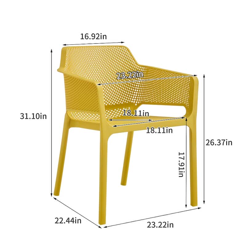 3 Piece Plastic Arm Chair and Table Set for Indoor or Outdoor