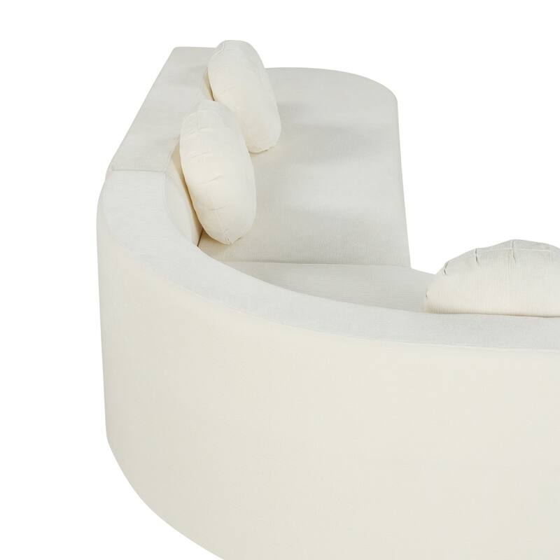 122.64" L-Shaped Chenille Compressed Sectional Sofa with Round Pillows