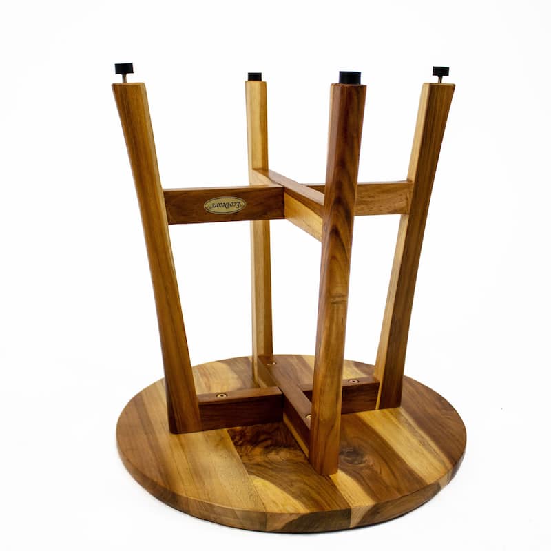 EcoDecors Shoji EarthyTeak 18" Teak Round Shower Stool - 17.5" W x 17.5" D x 18" H