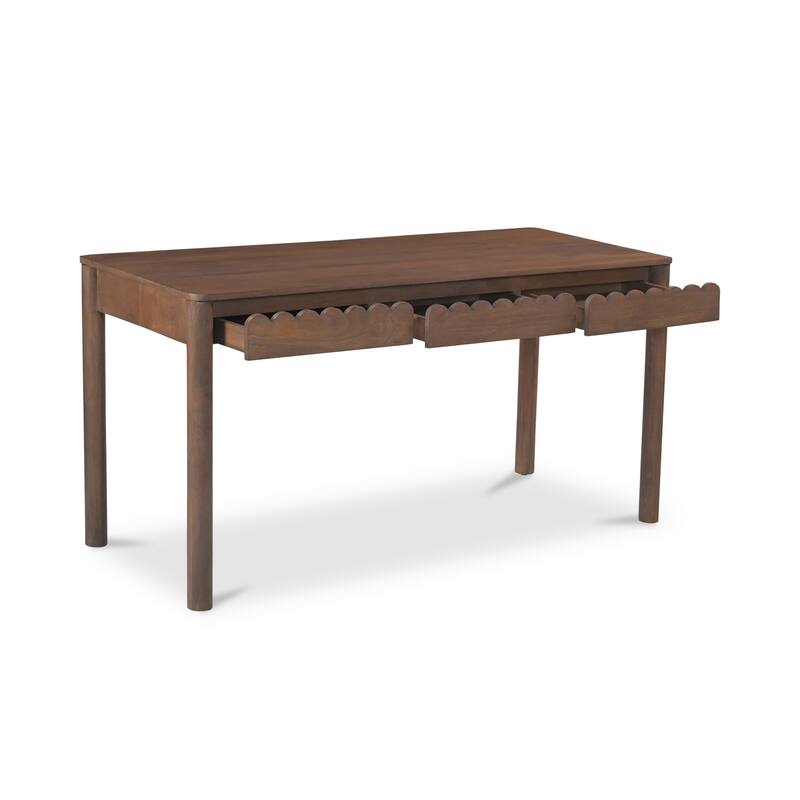 NADAAL STUDIOS Thalen Desk, Mango Wood with Sculptural Round Legs, Vintage Brown