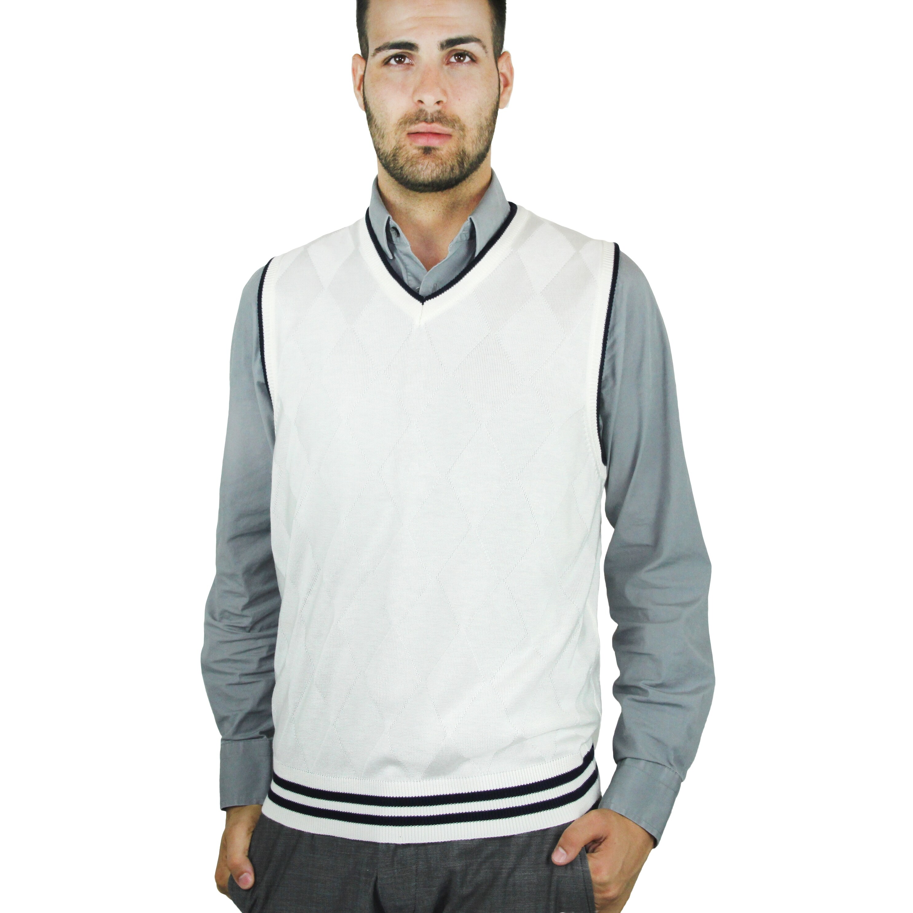 mens white sweater vest