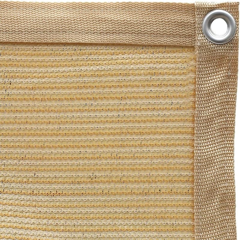 Shatex 12 ft. x 16 ft. 90% Shade Cloth Sunblock Fabric Cut Edge with Grommets UV Resistant , Beige