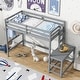preview thumbnail 3 of 9, Gray Twin Size Pine Wood High Loft Bed with Ladder
