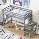 preview thumbnail 17 of 22, Twin High Loft Bed with Ladder landing Platform and Guardrails, White