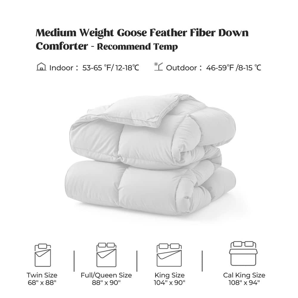 Year-round & Lightweight White Goose Down Duvet Insert Comforter