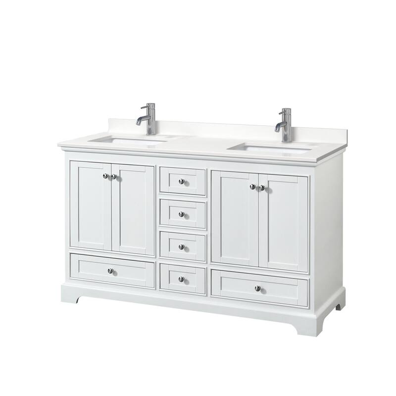 Wyndham Collection WCS202060D-QTZ-UNSMXX Deborah 60" Free Standing - White / White Quartz Top / Polished Chrome