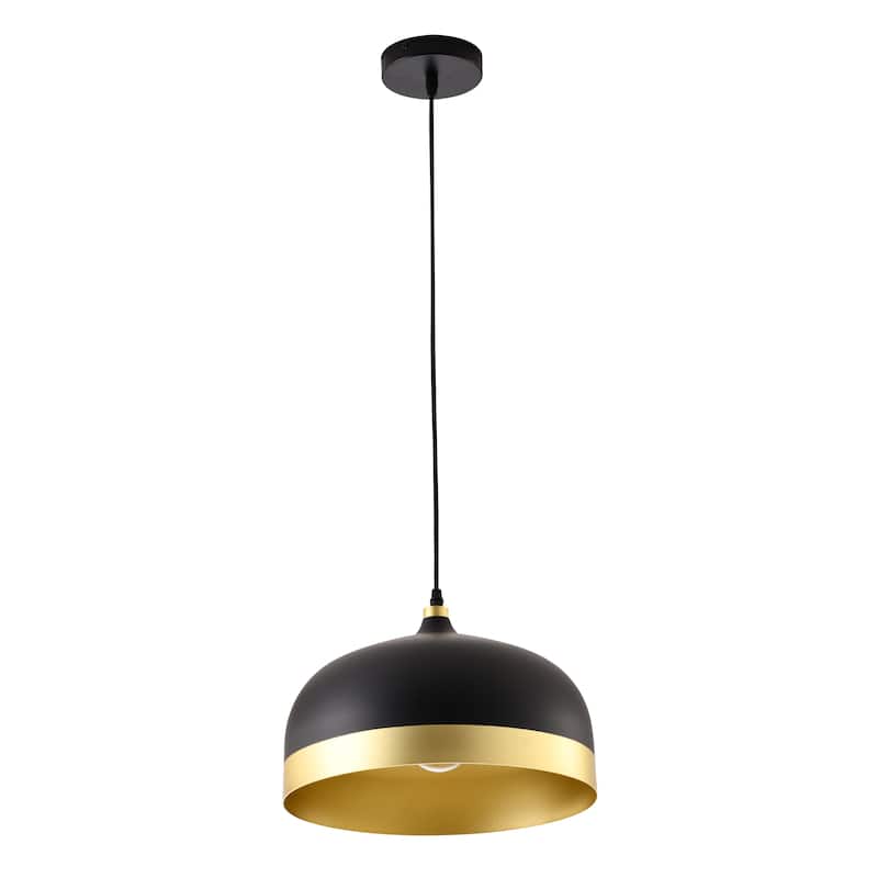 Industrial 1 Light Black Metal Pendant With Gold Aluminum