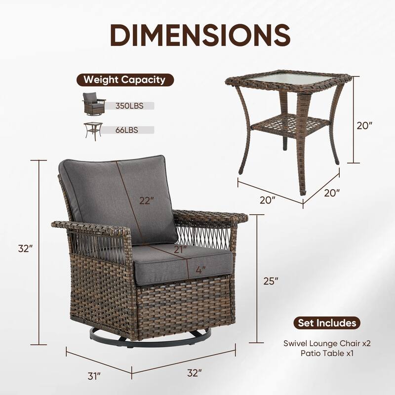 Gymojoy Patio Furniture Set with Professional Outdoor Cushions