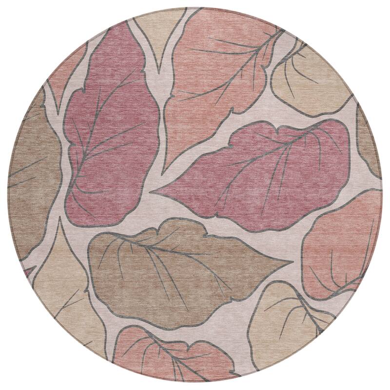 Machine Washable Indoor/ Outdoor Contemporary Floral Chantille Rug
