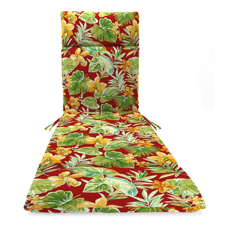 72" x 22" Outdoor Chaise Lounge Cushion with Ties and Loop - 72'' L x 22'' W x 3.5'' H