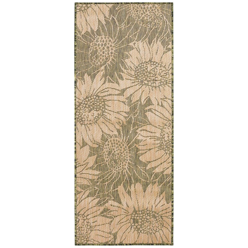 Liora Manne Carmel Sunflower Field Indoor/Outdoor Rug - 1'11" x 4'11" - Green