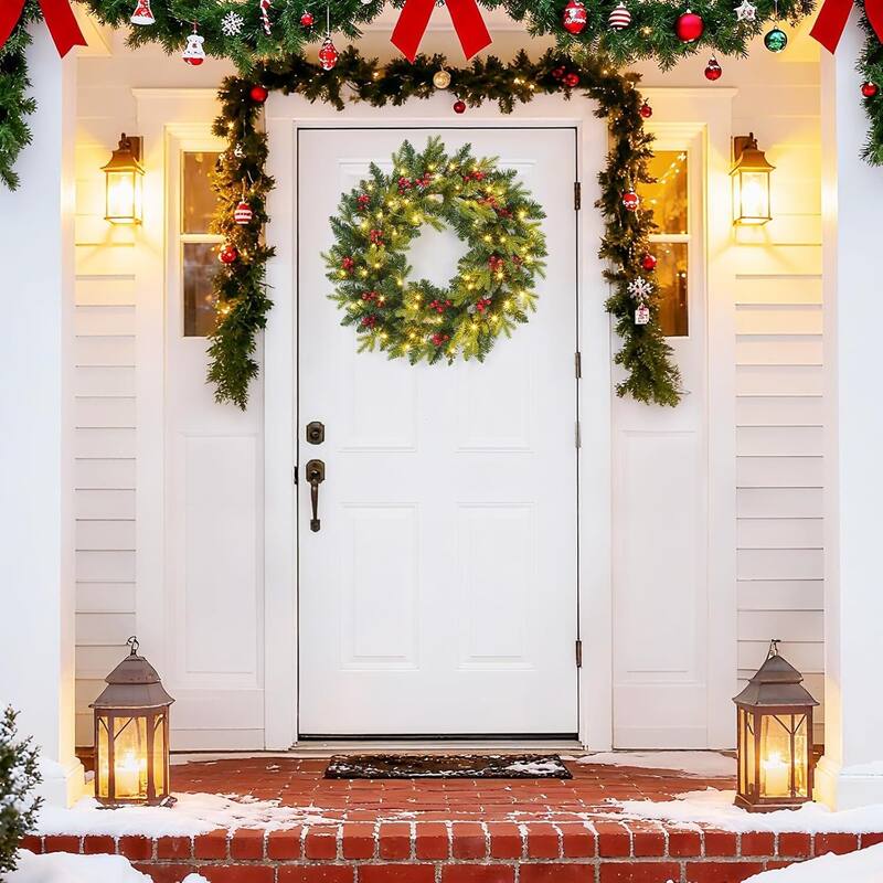 24 Inch Christmas Wreath for Entryway, Window, Wall, Hallway