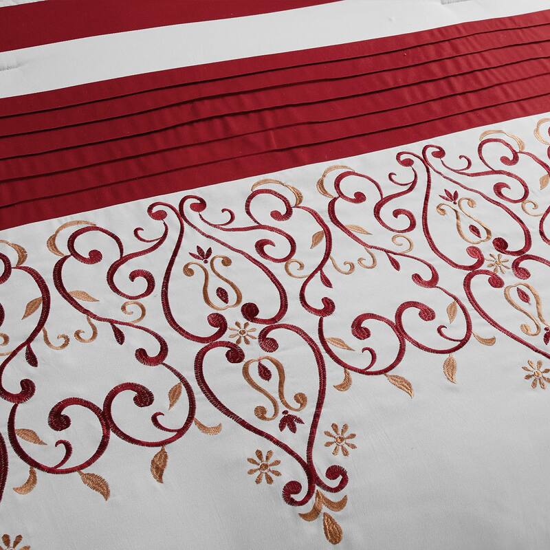7 Piece Comforter Set Embroidered Design Bed in a Bag