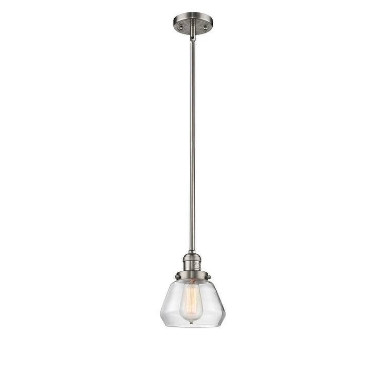 Innovations Lighting Fulton Single Light 7" Wide Mini Pendant with - Brushed Satin Nickel / Clear
