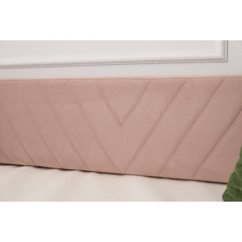 Twin Size Velvet Daybed with Trundle, USB Charging Port & Side Pockets, Modern Upholstered Sofa Bed with V-Pattern Backrest