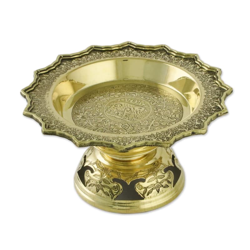 Novica Handmade Forest Elephant Brass Decorative Bowl