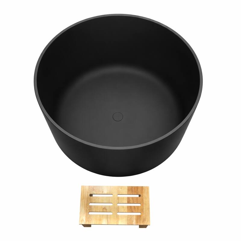 Modern Round Deep White Solid Surface Soaking Tub