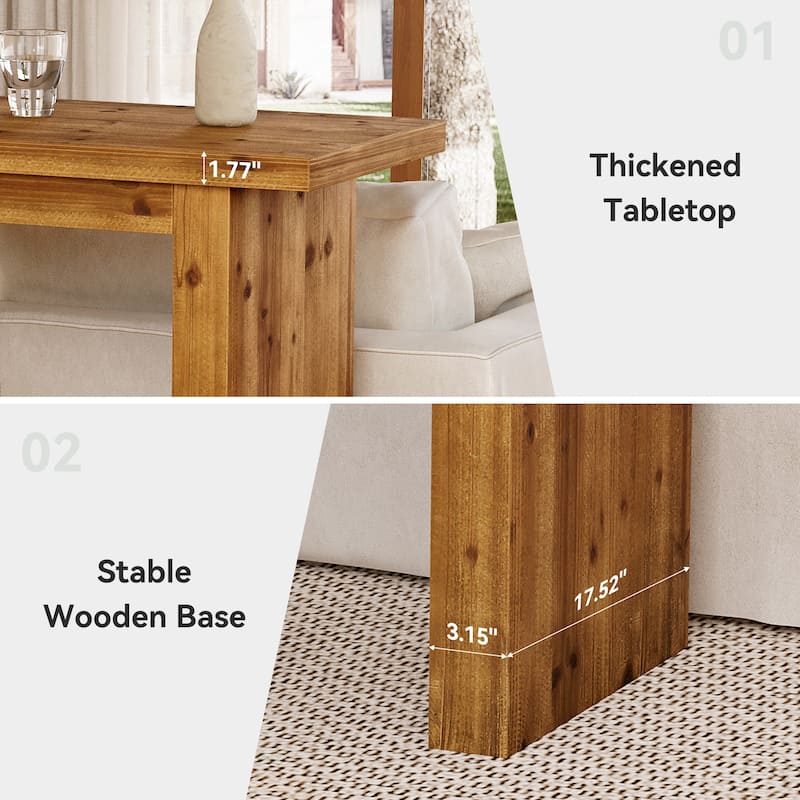 Solid Wood 63" Bar Table, Counter Height Kitchen Table with Sturdy Base