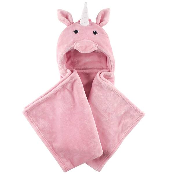 slide 1 of 1, Hudson Baby Infant Girl Hooded Animal Face Plush Blanket, Pink Unicorn, One Size - Pink Unicorn - One Size One Size - Pink Unicorn
