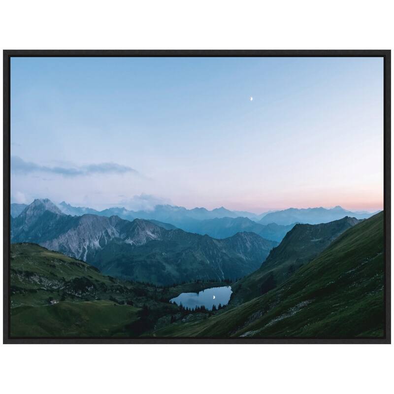 Kate and Laurel Sylvie Moonrise over the Mountain Lake in the German Alps Framed Canvas by Michael Schauer