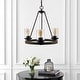preview thumbnail 14 of 20, Athos Ring Iron/Seeded Glass Bohemian Cottae LED Chandelier, Oil Rubbed Bronze by JONATHAN Y