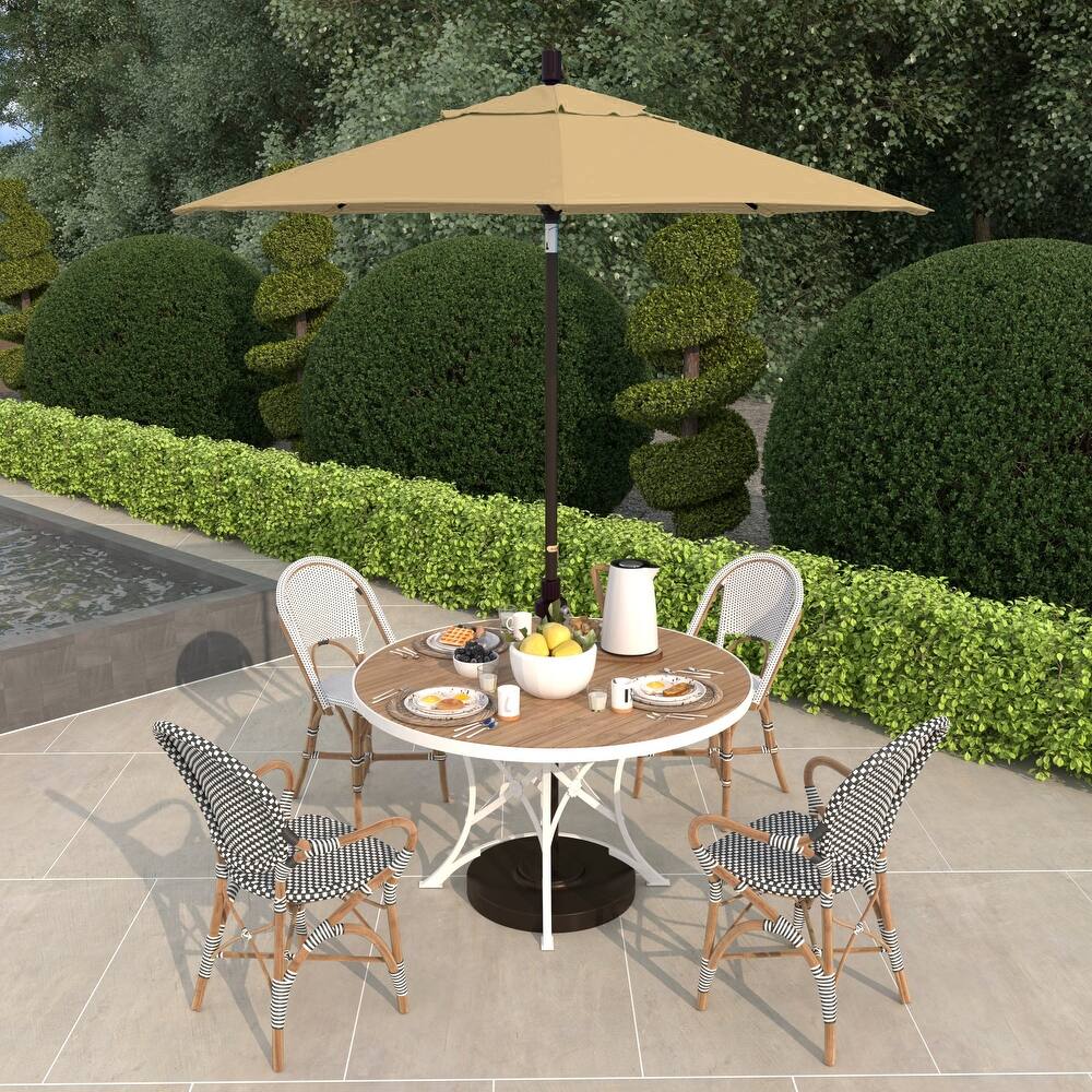 California Umbrella 7.5' Sun Master Patio Umbrella Bronze Aluminum Pole Fiberglass Ribs Crank Lift Tilt Sunbrella Cilantro