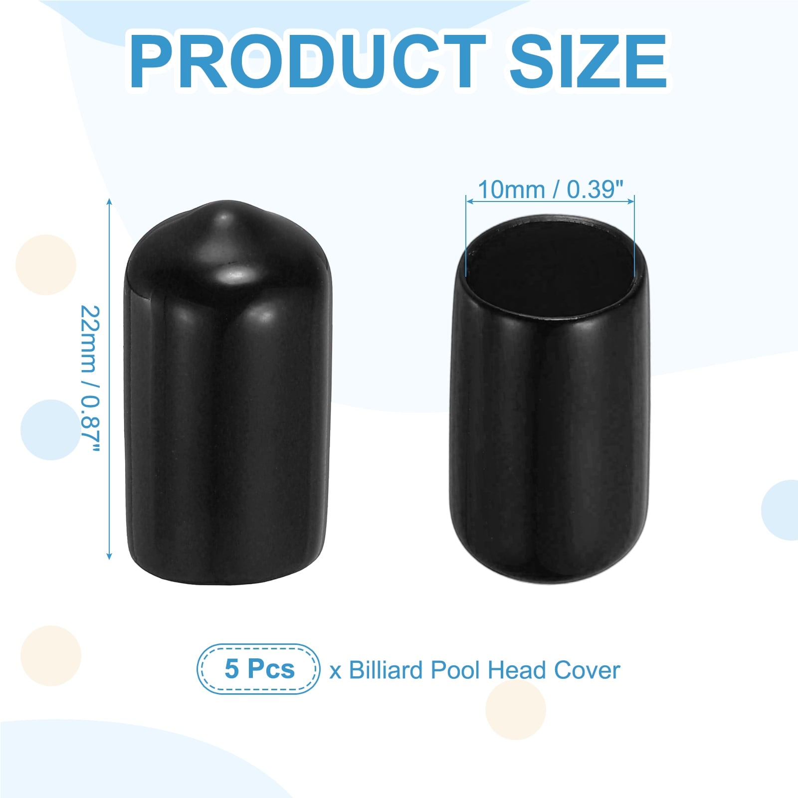 Pool Tip Cover, Rubber Cue Protector, Billiard Pool Durable Head Covers for Table Stick Head