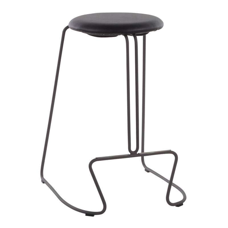 Finn Contemporary Counter Stool in Grey Steel and Light Grey Fabric - Set of 2 - 19.5"Lx18"Wx25.75"H