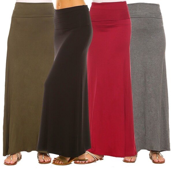 red fold over maxi skirt