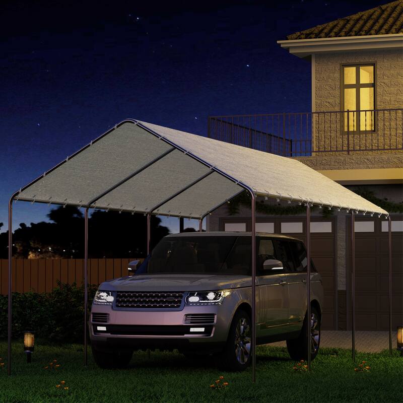 Heavy Duty Carport, Waterproof & UV Resistant Garage Cover with 8 Heavy-Duty Galvanized Steel Poles, Tool-Free Assembly