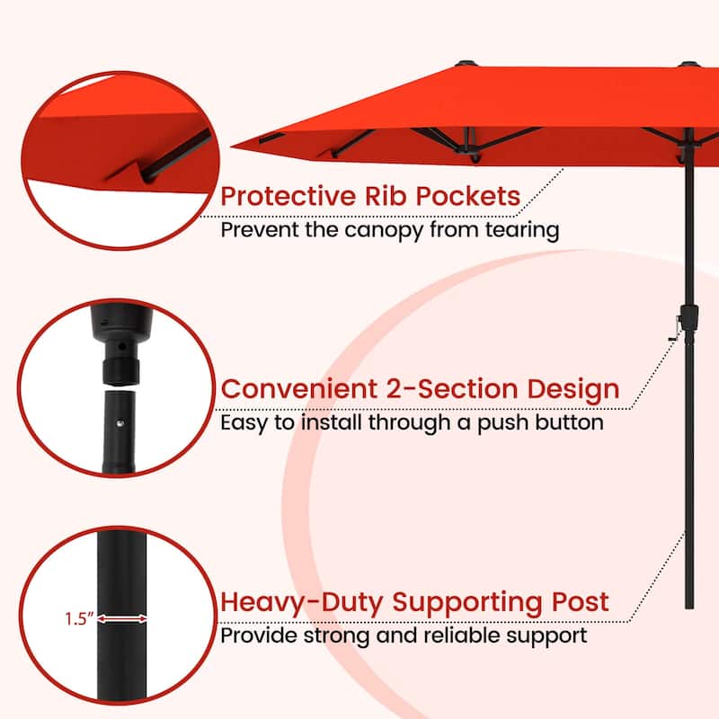 Costway 13 FT Large Patio Umbrella Outdoor Double-Sided Table Market - See Details