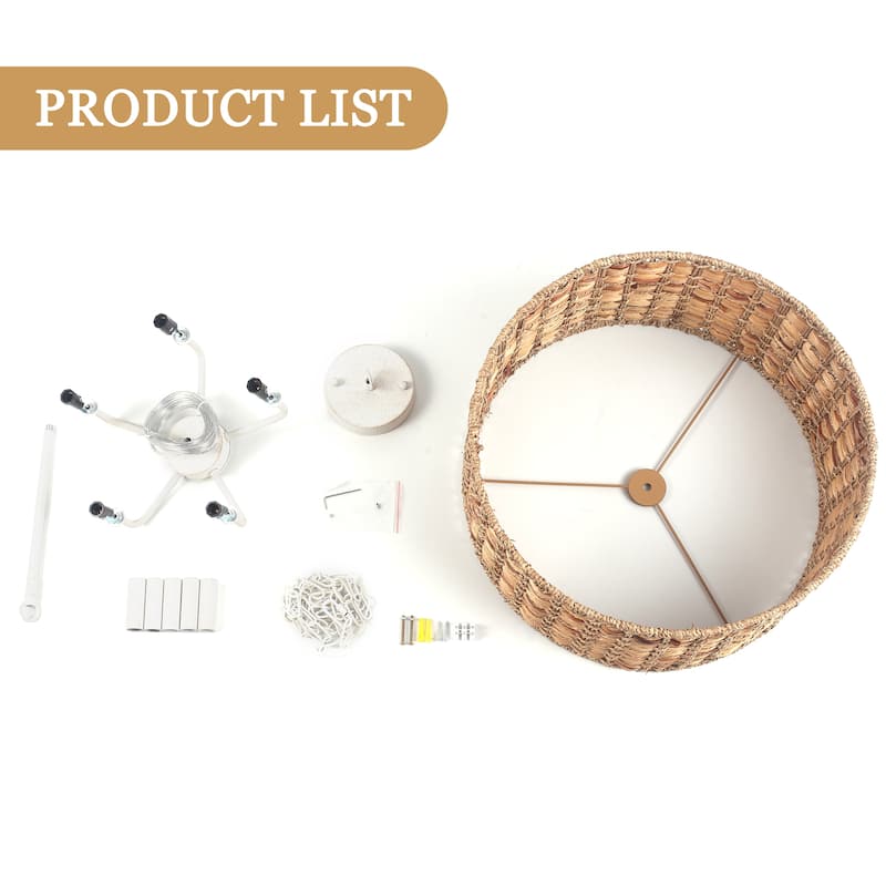 5-Light Candlestick Circle Hanging Farmhouse Chandelier Linear Island Chandelier Lighting for Dining Room
