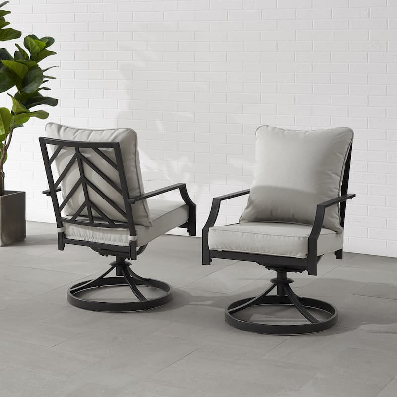 Crosley Otto 2Pc Outdoor Metal Dining Swivel Chair Set