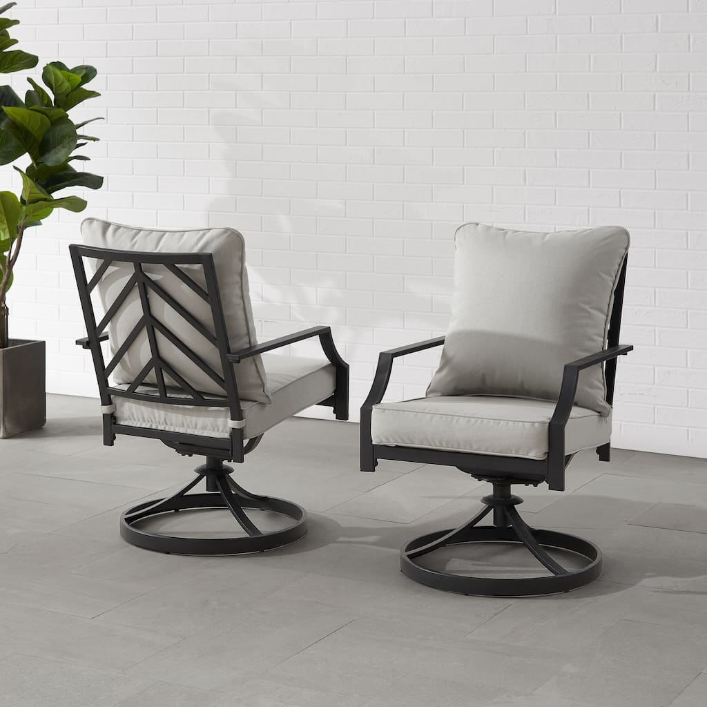 Crosley Otto 2Pc Outdoor Metal Dining Swivel Chair Set