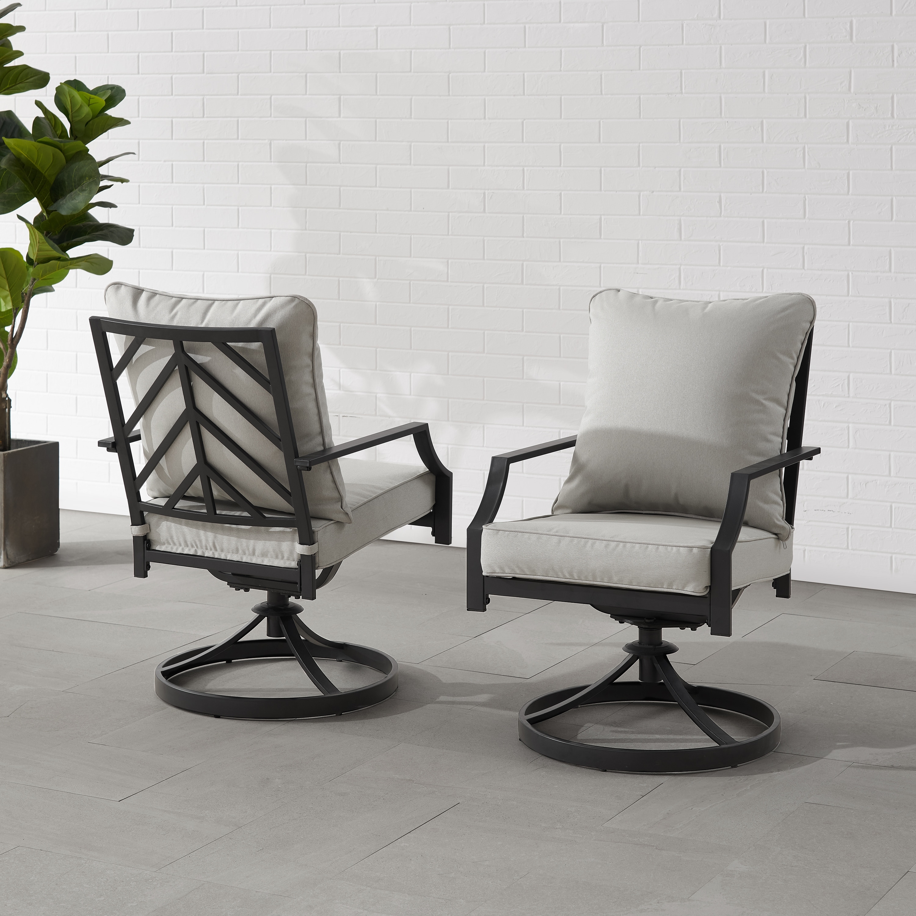 Crosley Otto 2Pc Outdoor Metal Dining Swivel Chair Set