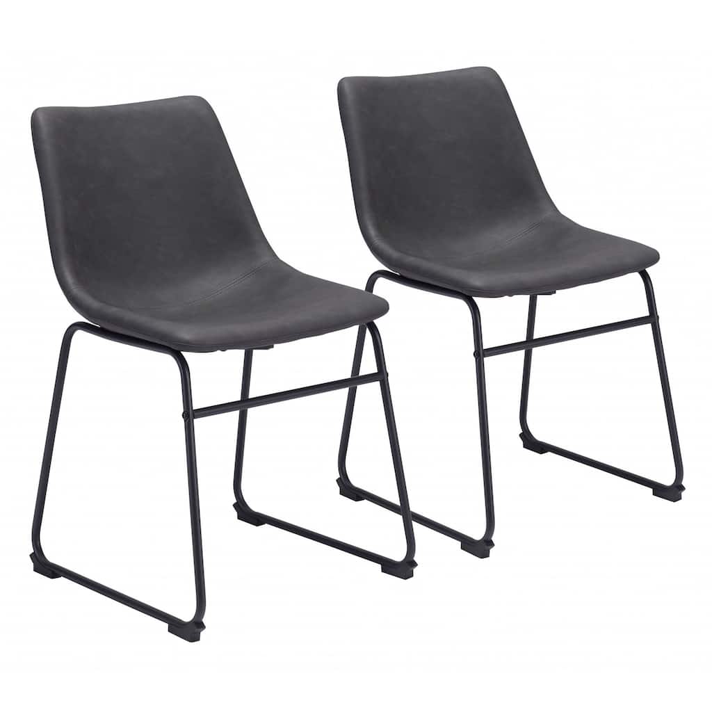HomeRoots Set Of 2 Black Solid Back Dining Chairs