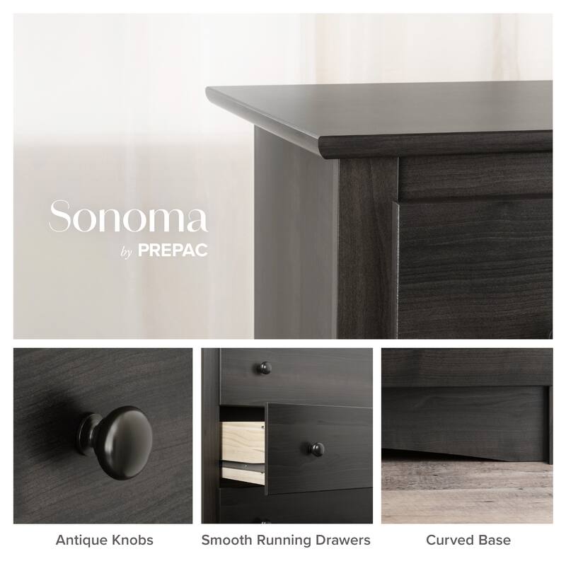 Prepac Sonoma 6 Drawer Double Dresser for Bedroom, Wide Chest of Drawers, Traditional Bedroom Furniture