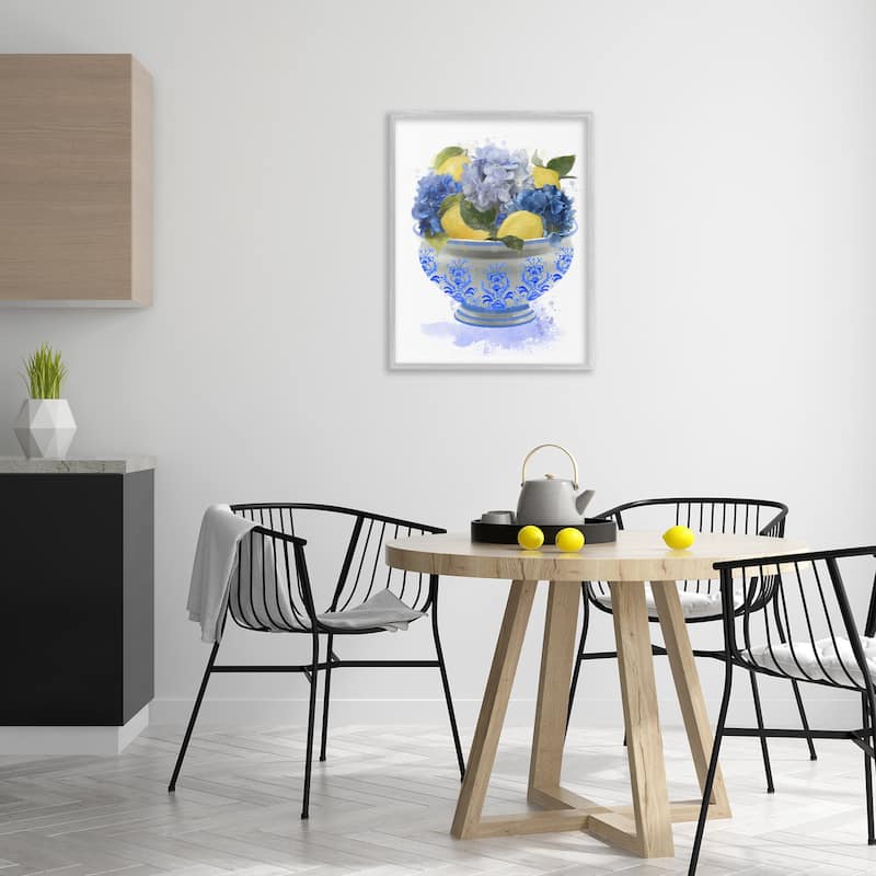 Stupell Hydrangea & Lemon Bowl Framed Giclee Art Design By Matthew Piotrowicz