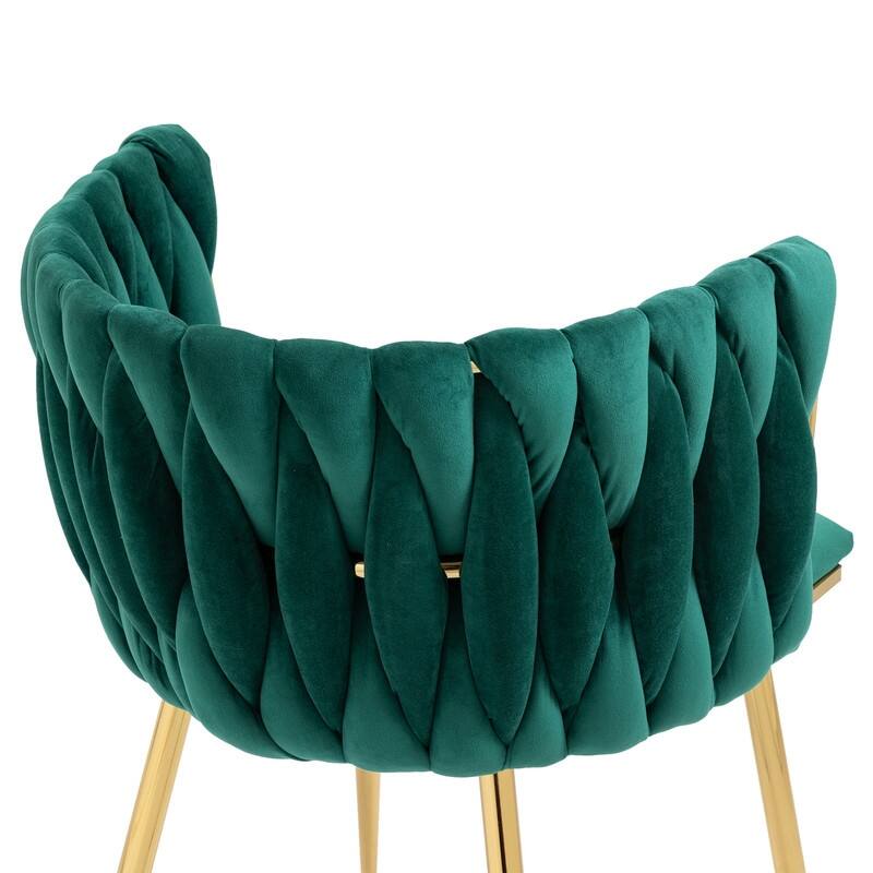 SEYNAR Modern Glam Velvet Dining Side Chair Set of 2 with Gold Metal Frame