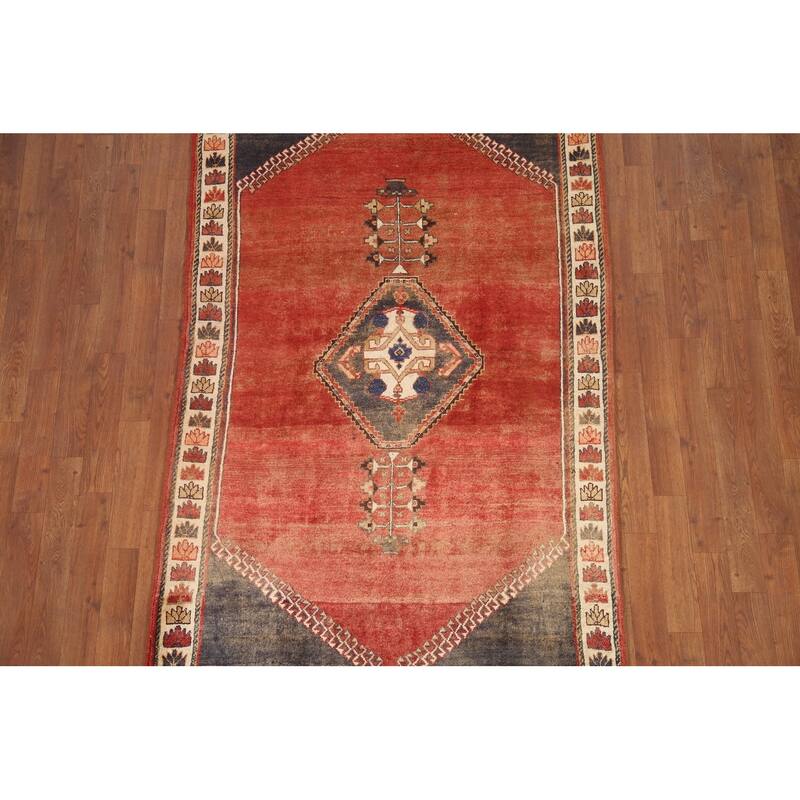Hand Knotted Oriental 100% Wool Carpet Traditional Medallion Red Shiraz Area Rug - 6' 3'' X 3' 11''