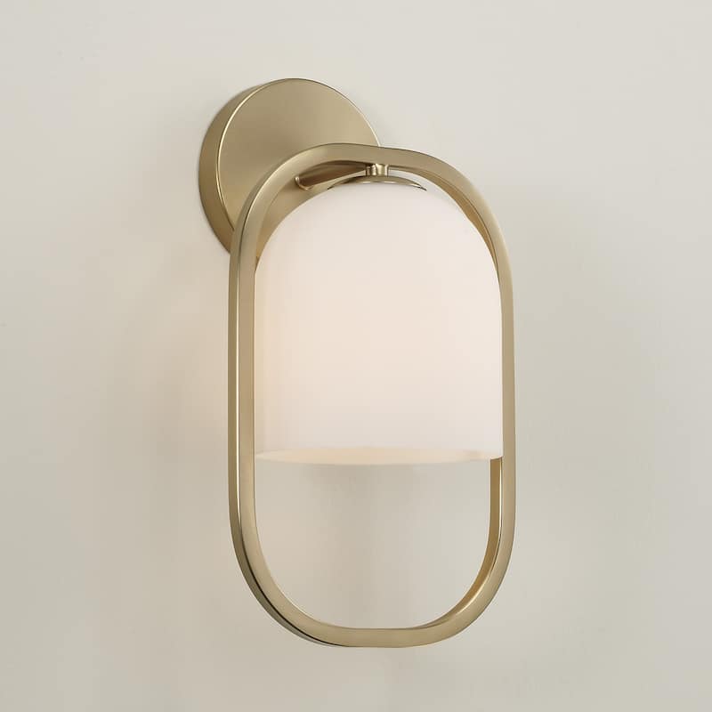 7.5" W X 14" H 1-Light Capsule Sconce with Soft White Glass - 7.75"W x 14"H x 7"E
