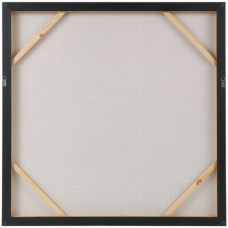 Blue Canvas Geometric Framed Wall Art with White Square Outlines