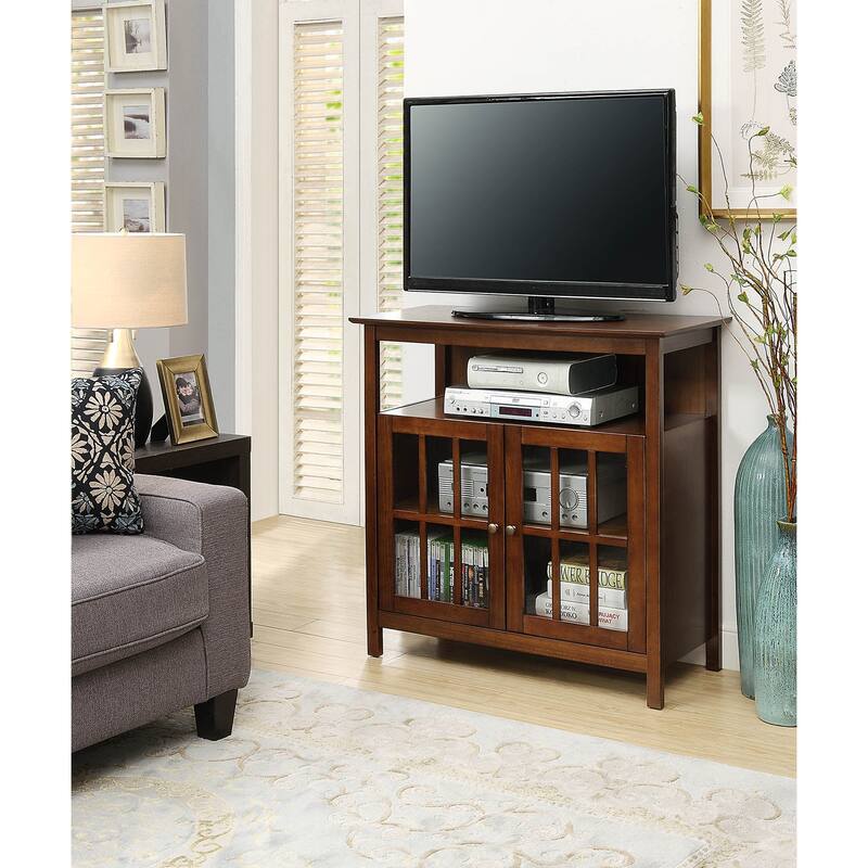Convenience Concepts Big Sur Highboy 40 inch TV Stand with Storage Cabinets - Dark Walnut