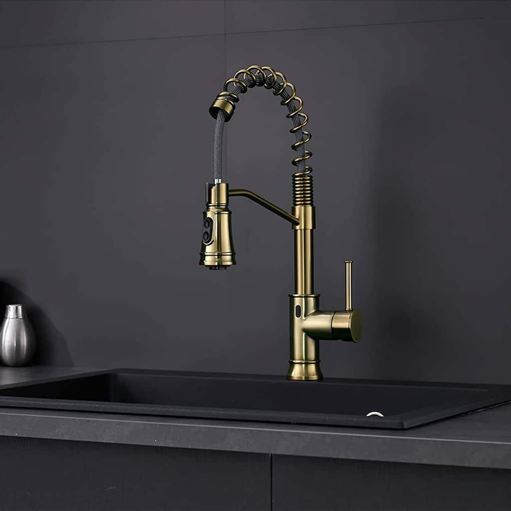 Touchless Kitchen Faucet With Pull Down Sprayer Commercial Single Handle Kitchen Sink Faucet 1 Hole Laundry Smart Hand-Free Taps